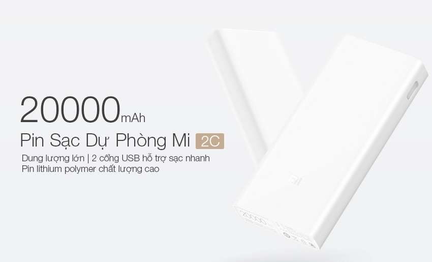 Pin Sạc Dự Phòng Xiaomi Mi 2C 20.000 mAh 2 Cổng USB - Hàng Chính Hãng