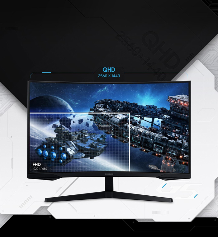 Màn Hình Gaming SAMSUNG Odyssey G5 G55C LS32CG552EEXXV (32.0 inch - 2K - VA - 165Hz - 1ms - FreeSync - HDR10 - Curved) Chính hãng