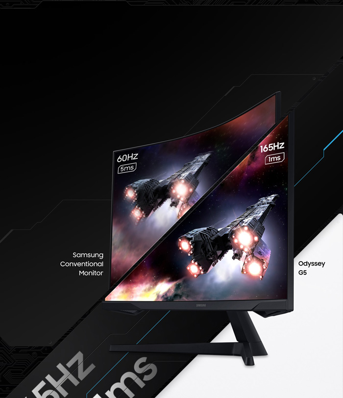 Màn Hình Gaming SAMSUNG Odyssey G5 G55C LS32CG552EEXXV (32.0 inch - 2K - VA - 165Hz - 1ms - FreeSync - HDR10 - Curved) Chính hãng