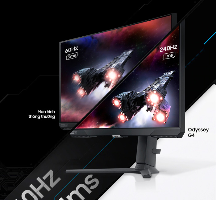 Màn Hình Gaming SAMSUNG Odyssey G4 LS25BG400EEXXV (25.0 inch - FHD - IPS - 240Hz - 1ms - GSync - HDR10) Chính hãng
