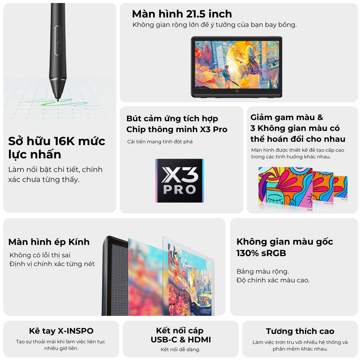 BẢNG VẼ MÀN HÌNH XPPEN ARTIST 22 PLUS 16K - longbinh.com.vn