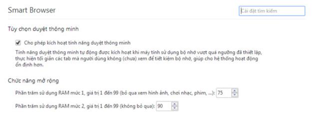 tinh năng tiếp theo là Smart Browser