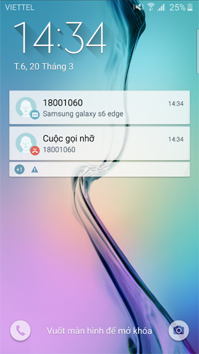 Giao diện màn hình khóa Samsung galaxy s6 edge
