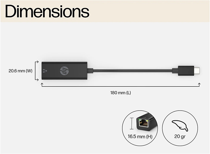 Adaptateur Hp USB-C vers RJ45 G2 - Réseau Gigabit Ethernet (4Z534AA) Maroc | Prix & Disponibilité | Links Solutions MA