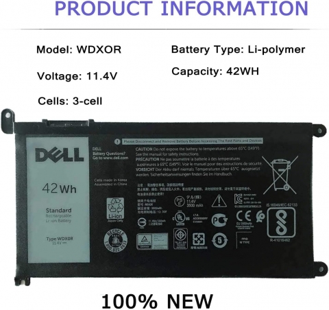 SKY BOY WDX0R - Batería de Repuesto para DELL Inspiron 13-5000 13-7000